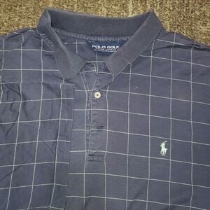 Ralph Lauren Polo Golf Shirt Mens Xl Navy Check Cotton Ponte Vedra Inn & Club